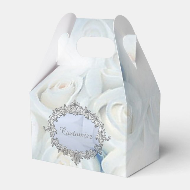 Para Regalos Caja de Favor Gable de Rosas Blancas de Invierno P (Front Side)
