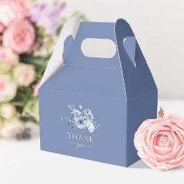 Para Regalos Caja de Favor "Gracias" Floral Azul Polvoriento
