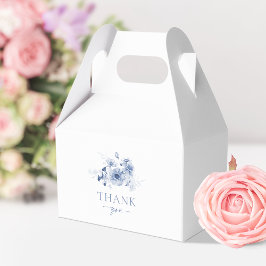 Para Regalos Caja de Favor "Gracias" Floral Azul Polvoriento