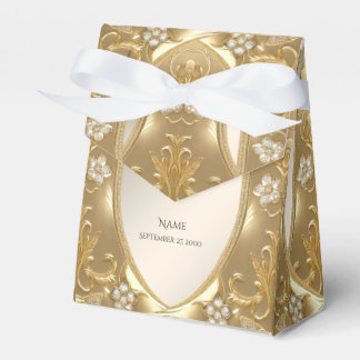 Para Regalos Caja de Favor Ornate Floral Gold