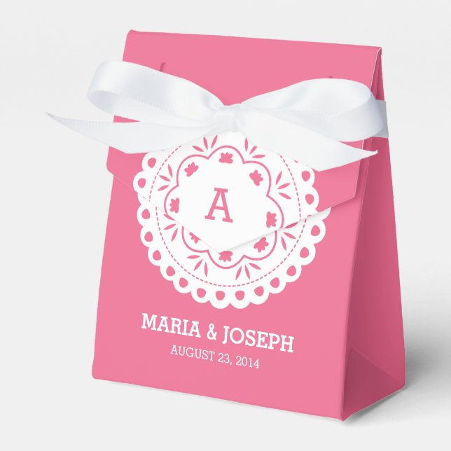 Para Regalos Caja de Favor Papel Picado - Rosa (Front Side)