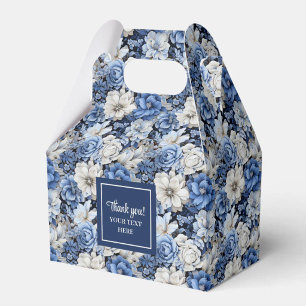 Para Regalos Caja de Favor Personalizada con Flores Azules Navy