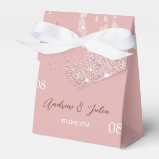 Para Regalos Caja de Favor Personalizada con Glitter Elegante