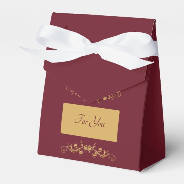 Para Regalos Caja de Favor Personalizada de Burdeos (Front Side)