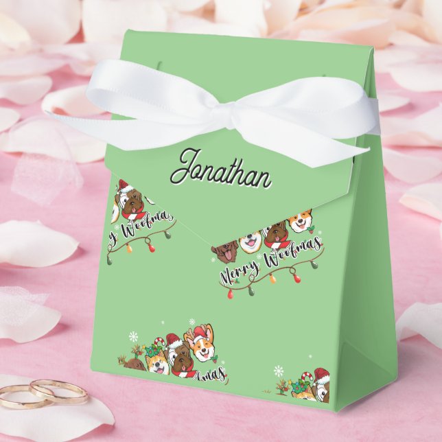 Para Regalos Caja de Favor Personalizada de Merry Woofmas (Boda)