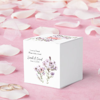 Para Regalos Caja de favor personalizada - Floral morado elegan
