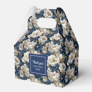Para Regalos Caja de Favor Personalizada Flores de Marfil Azul