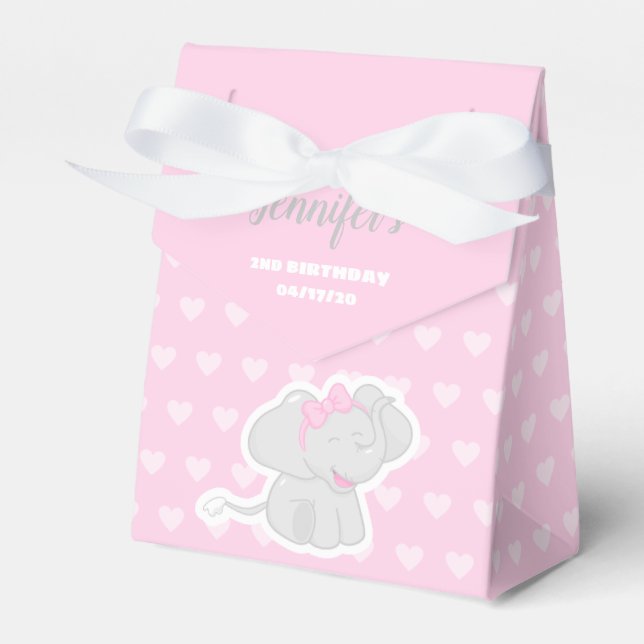 Para Regalos Caja de Favor Rosa con Elefante (Front Side)