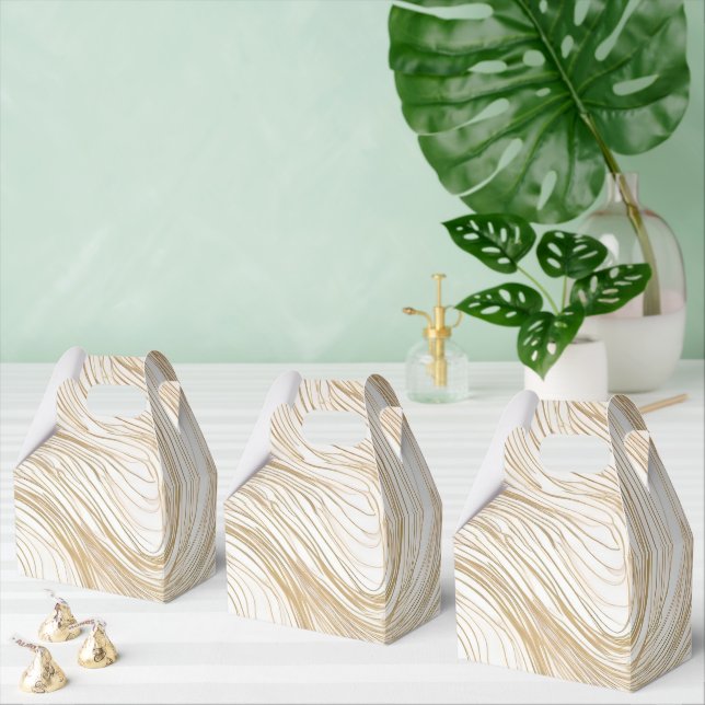 Para Regalos Caja de favores con diseño abstracto dorado y blan (Múltiple)
