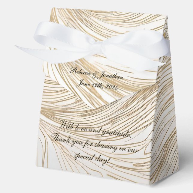 Para Regalos Caja de favores con diseño abstracto dorado y blan (Anverso)