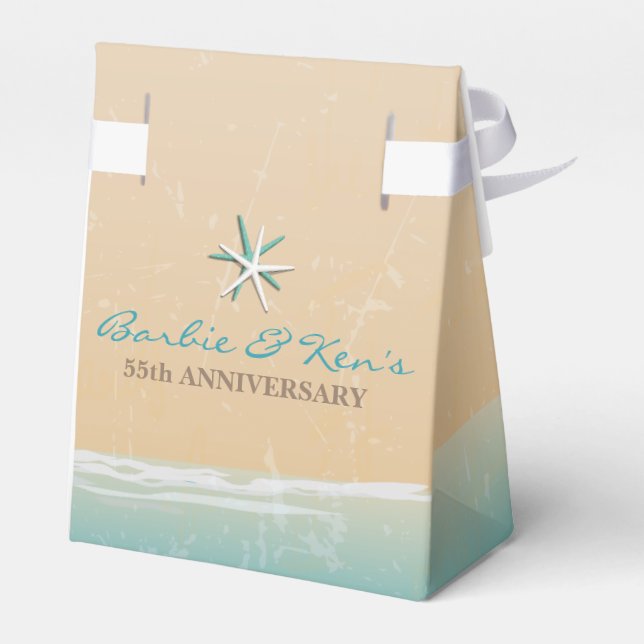 Para Regalos Caja de favores de aniversario de playa (Reverso)