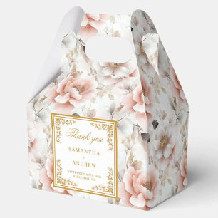 Para Regalos Caja de favores de boho floral de marfil rubio rom