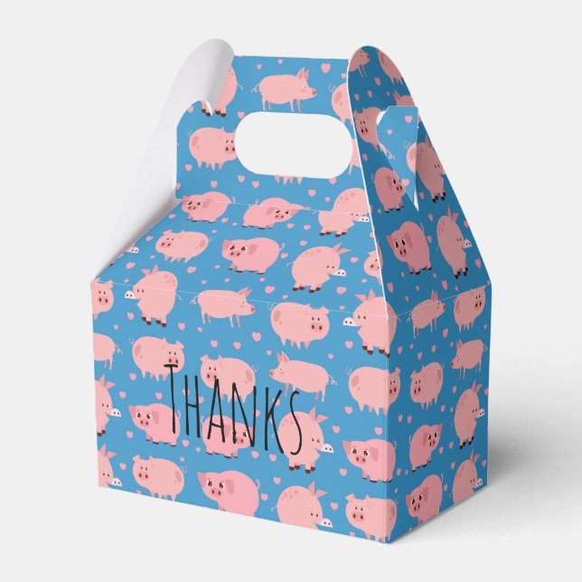 Para Regalos Caja de Favores de Cerdito Adorable (Front Side)