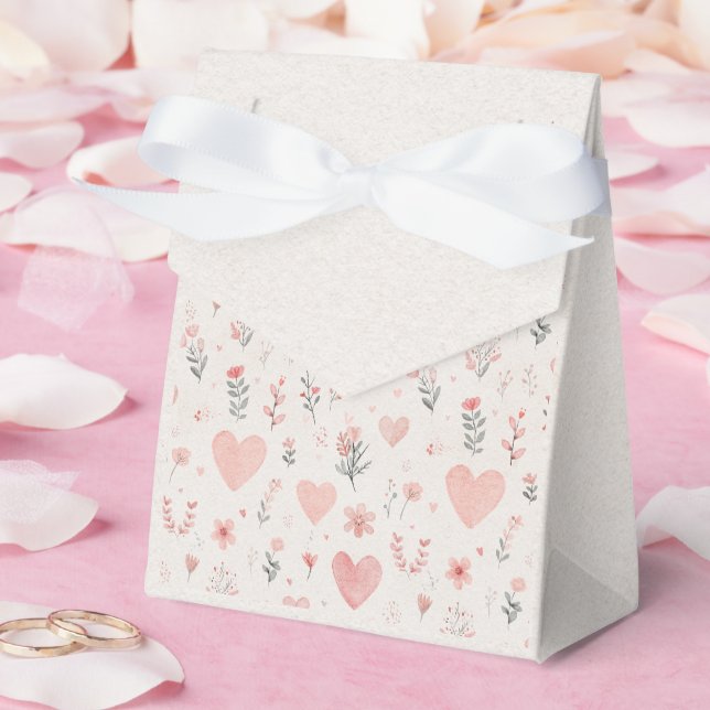 Para Regalos Caja de Favores de Corazones Florales Suaves (Boda)