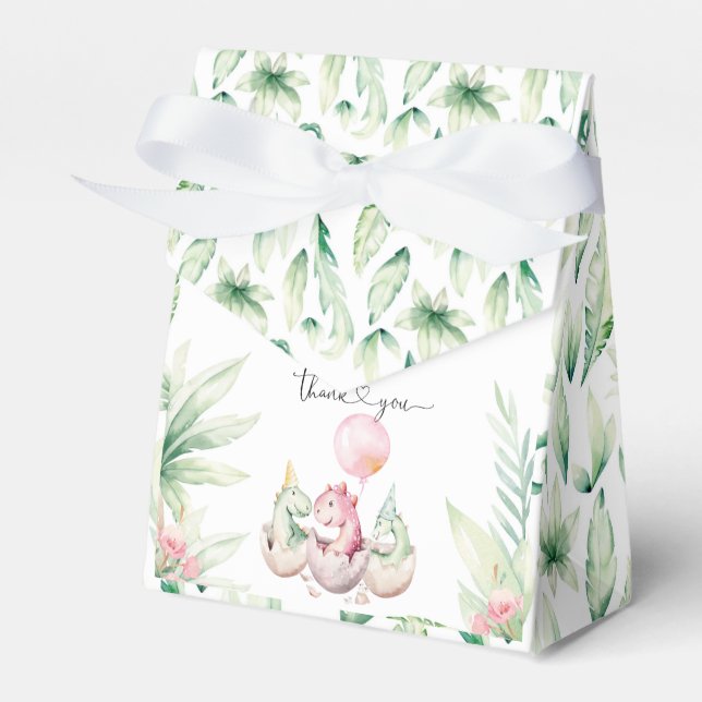 Para Regalos Caja de favores de dinosaurio rosa (Front Side)