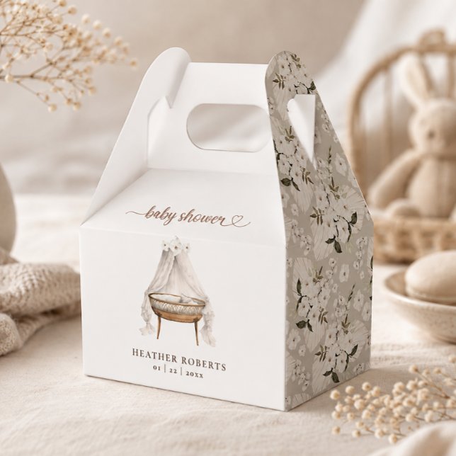 Para Regalos Caja de Favores de Fiesta de Bebé Floral Boho Neut (Elegant Baby Shower Favor Box)