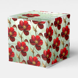Para Regalos Caja de Favores de Flor Roja de Vidrio Emplomado