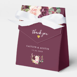 Para Regalos caja de favores de la boda floral de ciruela morad