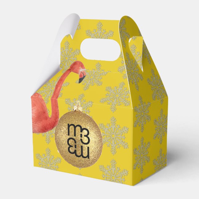 Para Regalos Caja de favores de Navidades PINK FLAMINGO (Front Side)