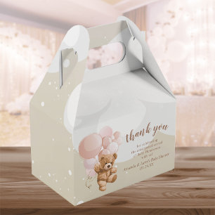 Para Regalos Caja de Favores de Oso de Peluche con Globos Rosad