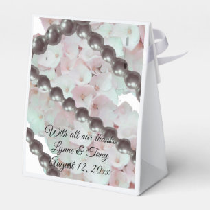 Para Regalos Caja de Favores de Perlas y Hortensias Rosadas