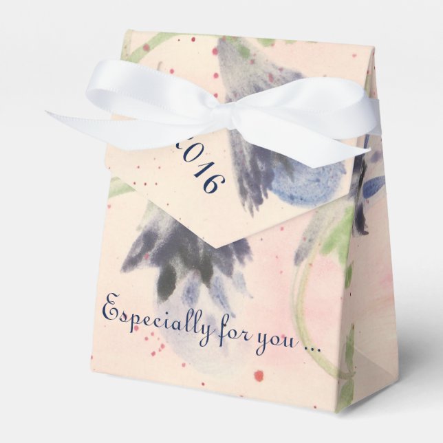 Para Regalos Caja de favores en floral azul (Front Side)