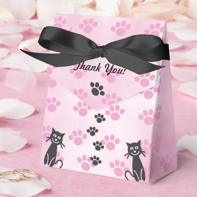 Para Regalos Caja de Favores Personalizada de Gata con Huellas  (Boda)