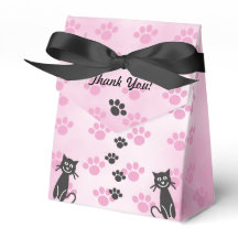 Caja de Favores Personalizada de Gata con Huellas