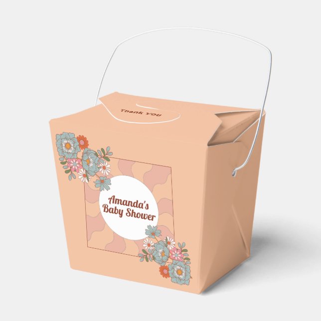 Para Regalos Caja de favoritas Baby Shower de flor estilo retro (Front Side)