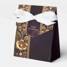 Para Regalos Caja de Favoritos con Adorno Floral Dorado y Perla