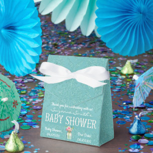 Para Regalos Caja de favoritos de Baby Shower de Damask azul