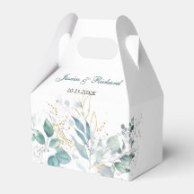 Caja de favoritos de casamiento de color agua