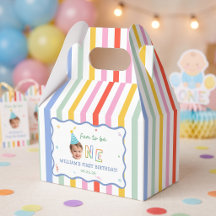Caja de Favoritos de Cumpleaños con Rayas Divertid