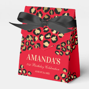 Para Regalos Caja de Favoritos de Estampado de Leopardo y Rojo