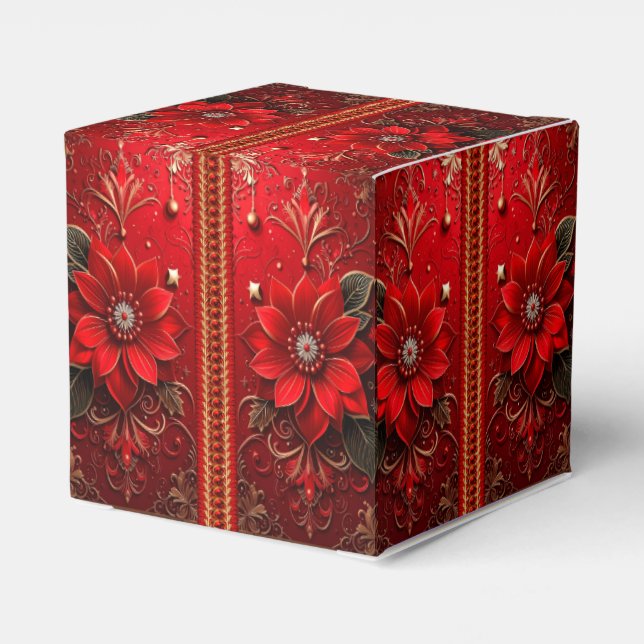 Para Regalos Caja de Favoritos de Fiesta de Flor Roja (Reverso Costado)
