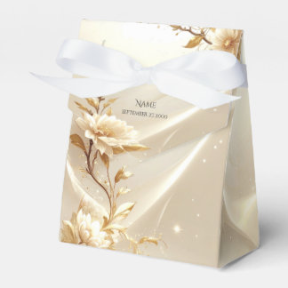 Para Regalos Caja de Favoritos de Flores Blancas y Doradas