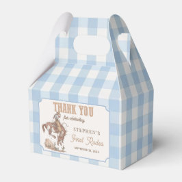 Para Regalos Caja de Favoritos de Gingham Azul Primer Rodeo de 