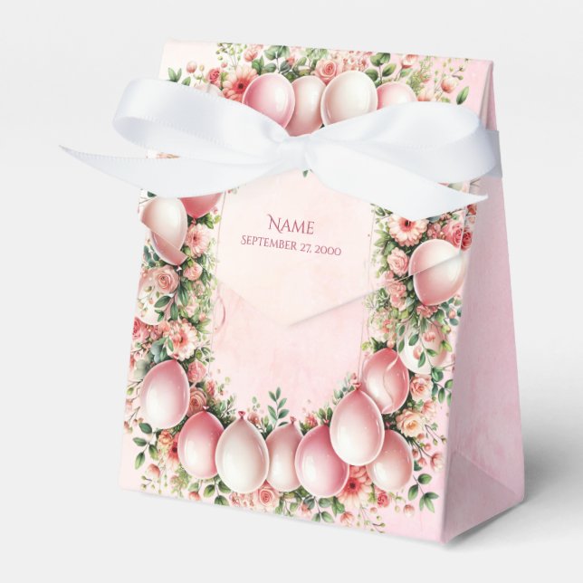 Para Regalos Caja de favoritos de globos rosados (Front Side)