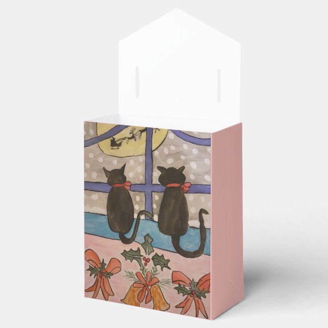 Para Regalos Caja de favoritos de Navidades de gato negros (Abierto)