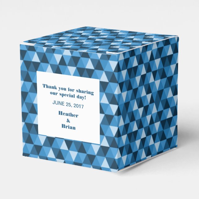 Para Regalos Caja de favoritos de triángulos geométricos azules (Costado Anverso)