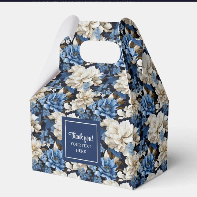 Para Regalos Caja de flores de lujo Navy con nombre personaliza (Luxury Navy Flowers Custom Name Floral Favor Box)