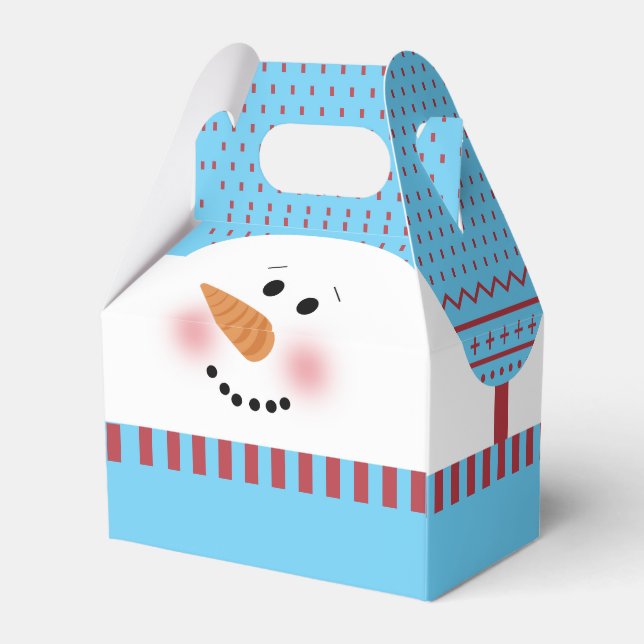 Para Regalos Caja De Gable De Snowman Azul (Reverso)