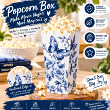 Caja de palomitas de mariposa floral azul – Botáni