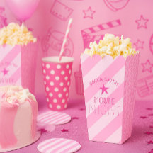 Caja de palomitas de noche de cine rosa personaliz