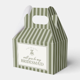 Para Regalos Caja de propuesta de dama de honor con raya verde 