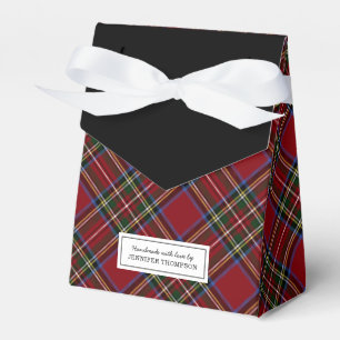 Para Regalos Caja de regalo clásica de tartán rojo navideño