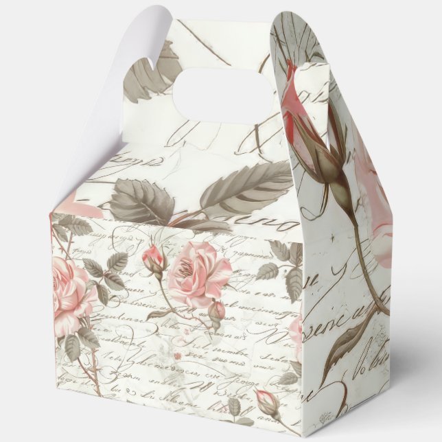 Para Regalos Caja de regalo con mango - Diseño de rosas rosadas (Reverso )