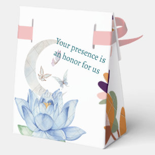 Para Regalos Caja de regalo de boda Boho Lotus & Moon con cinta