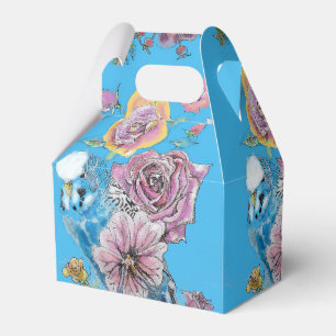 Para Regalos Caja de regalo de boda Budgie con rosas azules