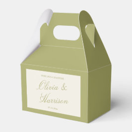 Para Regalos Caja de regalo de boda con caligrafía en verde oli